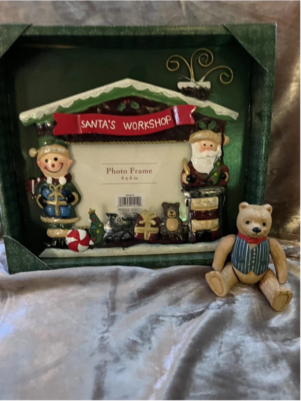 1983 Dept 56 Bisque Porcelain Teddy Bear Figurine Ornament String Jointed GREAT